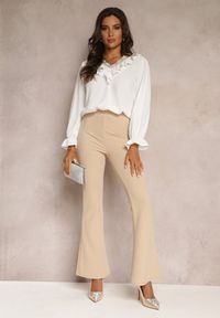 Renee - Biała Bluzka z Wiskozy Ozdobiona Falbanką i Delikatną Koronką Zingale. Kolor: biały. Materiał: wiskoza, koronka. Wzór: aplikacja, koronka. Styl: elegancki #5