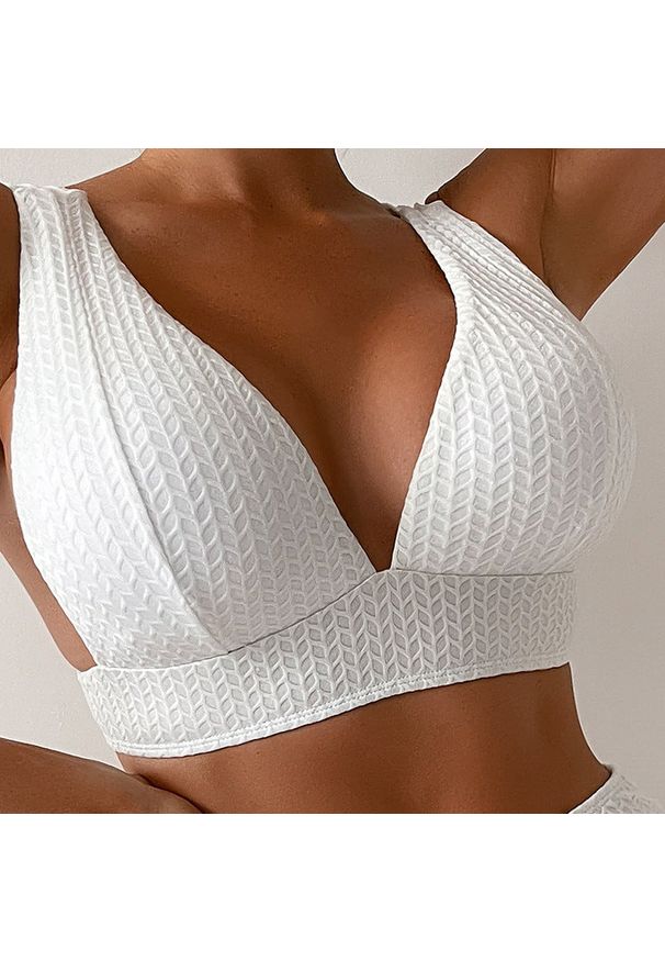 Intica - Strój kąpielowy z figami dopasowany do sylwetki Brynn. Kolor: biały. Materiał: materiał