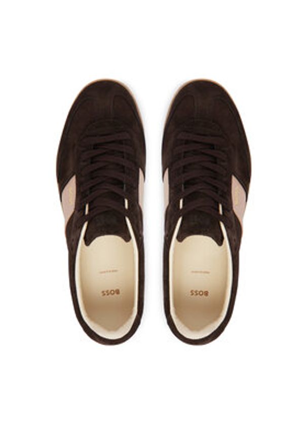 BOSS Sneakersy Brenta 50563375 Brązowy. Kolor: brązowy. Materiał: zamsz, skóra