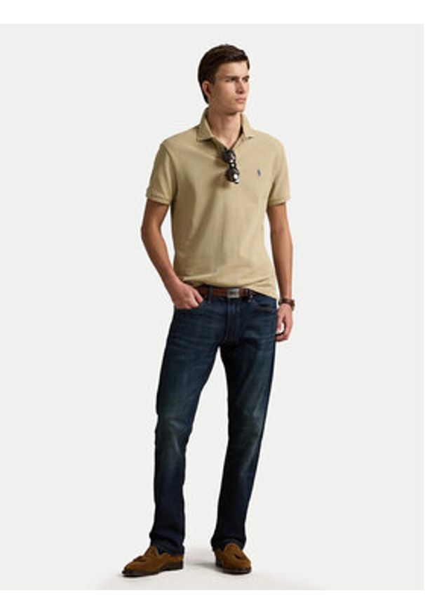 Polo Ralph Lauren Polo 710536856462 Beżowy Slim Fit. Typ kołnierza: polo. Kolor: beżowy. Materiał: bawełna