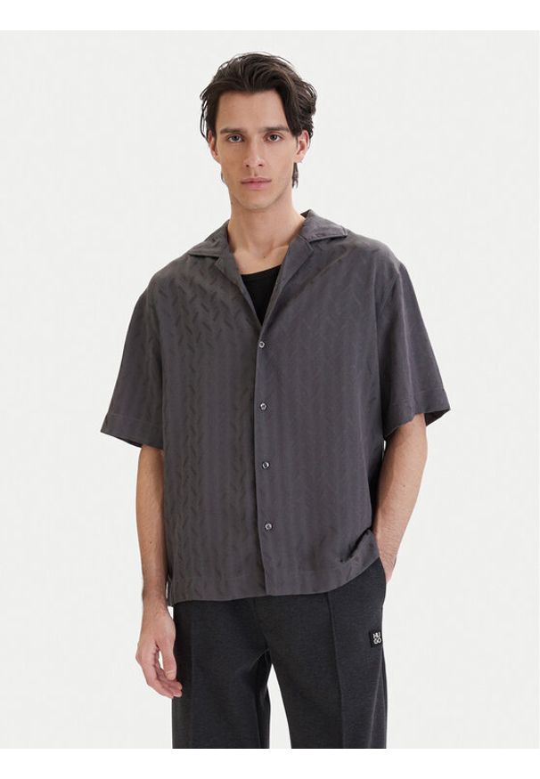 Hugo - HUGO Koszula Espino 50560614 Szary Oversize. Kolor: szary. Materiał: syntetyk