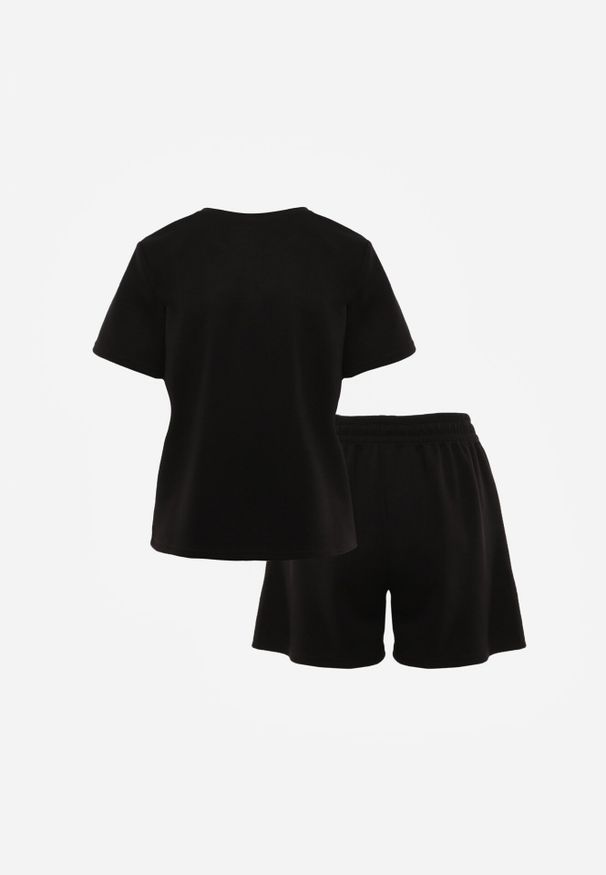 Born2be - Czarny Letni Komplet z Bawełny i Wiskozy T-shirt i Szorty Celinai. Kolor: czarny. Materiał: bawełna, wiskoza