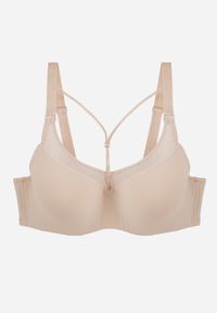 Born2be - Jasnobeżowy Biustonosz z Ozdobną Siateczką i Paseczkami przy Dekolcie Anesa. Kolor: beżowy #1