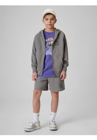 4f - 4F Bluza dresowa loose z kapturem chłopięca - szara 158/164 (12-14 lat). Okazja: na co dzień, na uczelnię, na spacer. Typ kołnierza: kaptur. Kolor: szary. Materiał: dresówka. Sezon: lato. Styl: casual #2