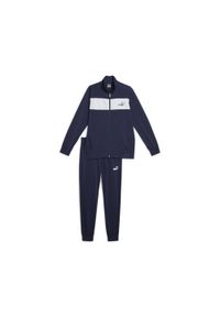 Puma - Męski dres poliestrowy PUMA Navy Blue. Kolor: biały, czarny, niebieski, wielokolorowy. Materiał: poliester, dresówka #1