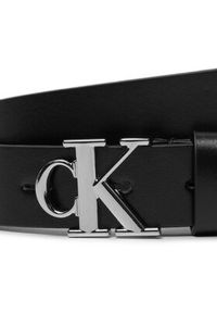 Calvin Klein Jeans Pasek Damski Round Mono Plaque Lthr Belt 25Mm K60K612271 Czarny. Kolor: czarny. Materiał: skóra