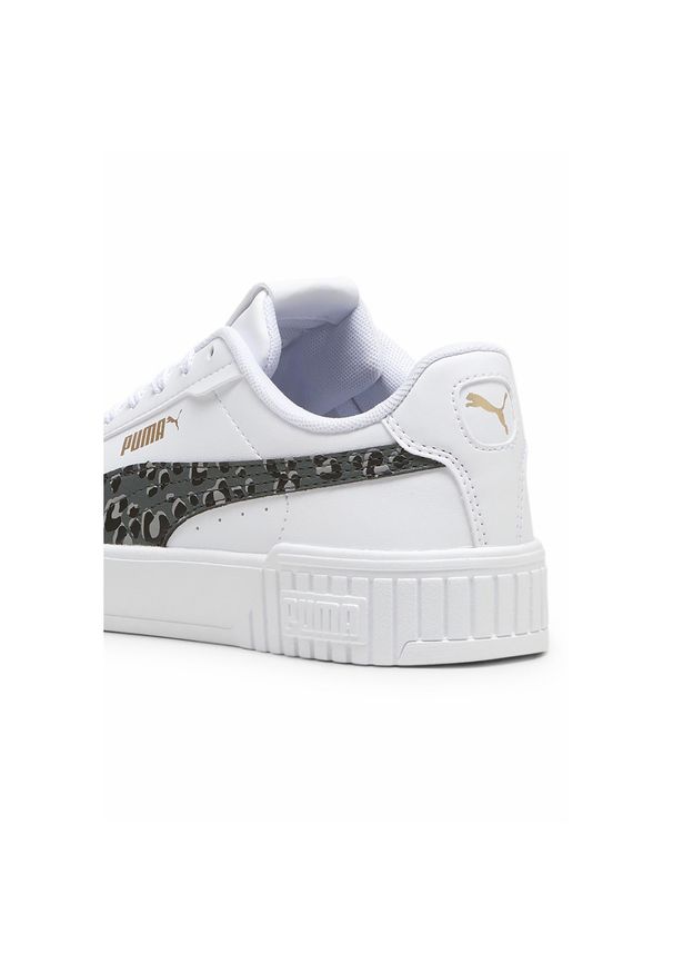 Puma - Młodzieżowe sneakersy Carina 2.0 Animal Update PUMA White Mineral Gray Gold. Kolor: żółty, biały, wielokolorowy, szary. Wzór: nadruk, motyw zwierzęcy. Sezon: lato
