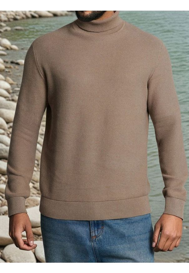 Sinsay - Golf basic - brązowy. Typ kołnierza: golf. Kolor: brązowy