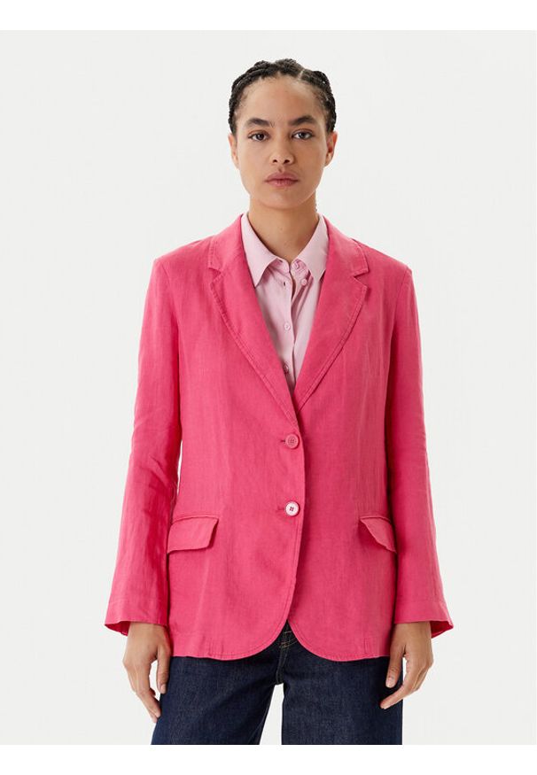 United Colors of Benetton - United Colors Of Benetton Marynarka 2AGHDW00R Różowy Regular Fit. Kolor: różowy. Materiał: len