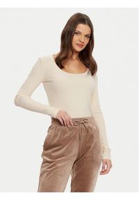 Guess Bluzka V4BP07 K8RT2 Écru Regular Fit. Materiał: wiskoza