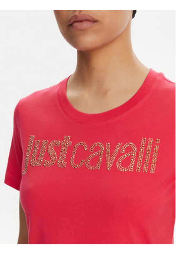 Just Cavalli Sukienka codzienna 78PAOE15 Różowy Regular Fit. Okazja: na co dzień. Kolor: różowy. Materiał: bawełna. Typ sukienki: proste. Styl: casual