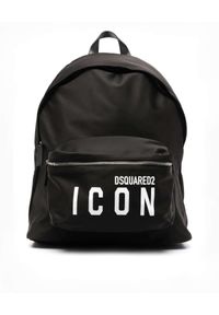 DSQUARED2 - Czarny plecak z kontrastowym logo. Kolor: czarny. Materiał: materiał. Wzór: aplikacja #1
