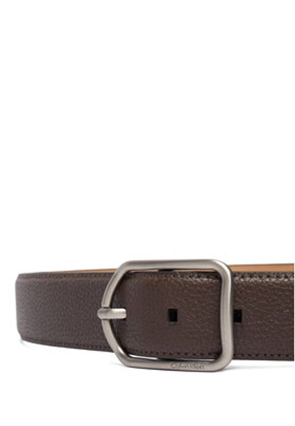 Calvin Klein Pasek Męski Round Buckle 35Mm LV04D7024G Brązowy. Kolor: brązowy. Materiał: skóra