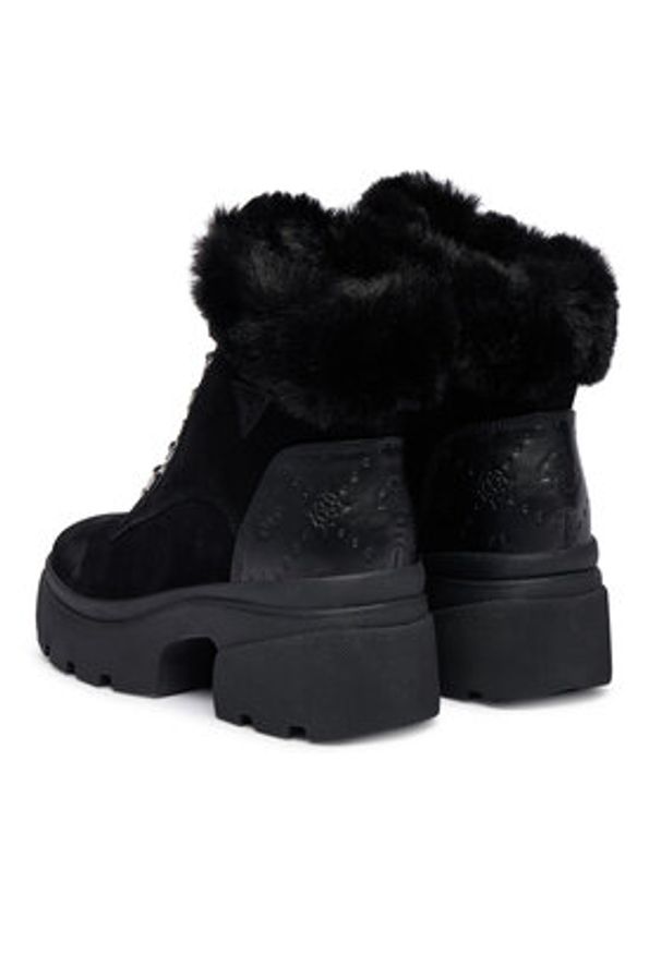 Guess Trzewiki FLFYRL SUE10 Czarny. Kolor: czarny. Materiał: skóra, zamsz