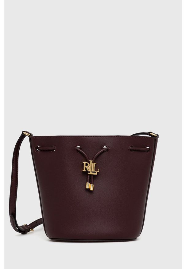 Lauren Ralph Lauren Torebka skórzana 431837534007 kolor bordowy. Kolor: czerwony. Materiał: skórzane. Rodzaj torebki: na ramię