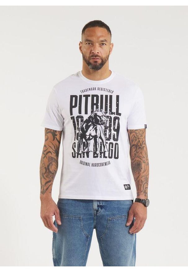 PITBULL - Koszulka męska Pitbull San Diego Dog. Kolor: biały