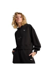 Bluza z kapturem Puma Wardrobe Ess Relaxed Cropped Hoodie, Kobiety. Typ kołnierza: kaptur. Kolor: czarny. Materiał: bawełna, materiał