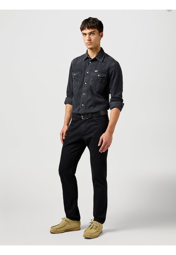 Wrangler - WRANGLER MĘSKIE SPODNIE JEANSOWE WRANGLER RIVER RINSE BLACK 112362409