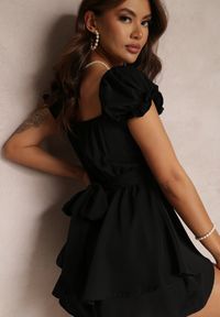 Renee - Czarny Kombinezon Astinca. Kolor: czarny. Materiał: tkanina. Długość rękawa: krótki rękaw. Długość: krótkie. Wzór: gładki. Styl: elegancki #2