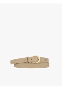 Ryłko - Beżowy pasek ze skóry licowej. Kolor: beżowy. Materiał: skóra #1