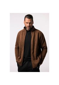 JAY-PI - Męska Bluza rozpinana z dzianiny i polaru. Kolekcja: plus size. Kolor: beżowy. Materiał: poliester, materiał. Sport: turystyka piesza