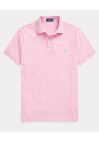Ralph Lauren - RALPH LAUREN - Różowa koszulka polo Custom Slim Fit Mesh. Typ kołnierza: polo. Kolor: różowy, wielokolorowy, fioletowy. Materiał: mesh. Wzór: haft #3