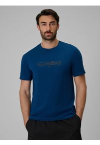 4f - 4F T-shirt regular z nadrukiem męski - granatowy M. Okazja: na co dzień. Kolor: niebieski. Materiał: bawełna, dzianina. Wzór: nadruk. Styl: casual #1