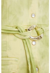Patrizia Pepe sukienka jeansowa kolor zielony mini prosta. Okazja: na co dzień. Kolor: zielony. Materiał: jeans. Długość rękawa: krótki rękaw. Typ sukienki: proste. Styl: casual. Długość: mini #5