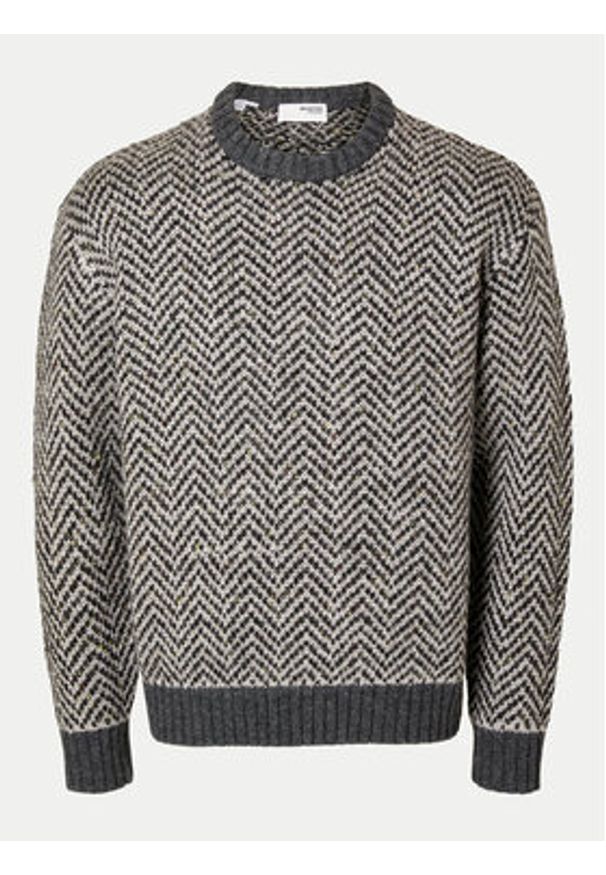 Selected Homme Sweter 16094589 Szary Regular Fit. Kolor: szary. Materiał: syntetyk