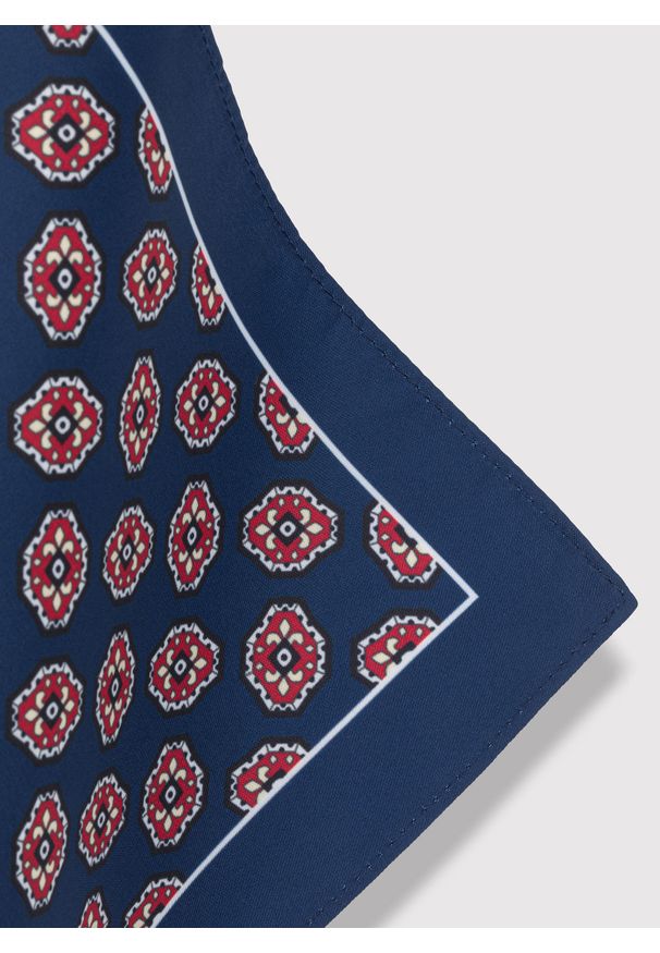 Pako Lorente - PAKO LORENTE – Wzorzysta granatowa poszetka męska. Kolor: niebieski