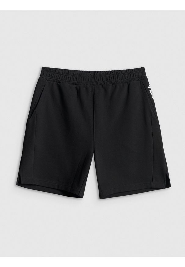 4f - 4F Spodenki dresowe męskie - czarne L. Kolor: czarny. Materiał: dresówka. Sezon: lato