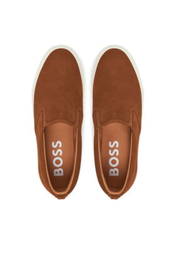 BOSS Tenisówki Aiden 50542116 Brązowy. Kolor: brązowy. Materiał: zamsz, skóra