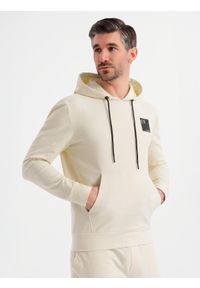 Ombre Clothing - Męski komplet dresowy bluza z kapturem + spodnie dresowe - kremowy V2 - Rozmiar: XXL. Okazja: na co dzień. Typ kołnierza: kaptur. Kolor: kremowy. Materiał: dresówka. Styl: casual #4