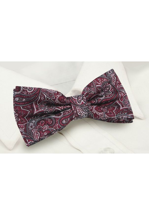 Mucha Męska z Poszetką - Alties - Czerwona, Popielate Akcenty. Kolor: czerwony. Styl: sportowy, elegancki