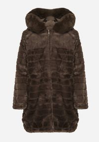 Born2be - Ciemnozielona Dwustronna Kurtka Parka Futerko z Kapturem Alorrise. Okazja: na co dzień. Typ kołnierza: kaptur. Kolor: zielony. Materiał: futro. Wzór: gładki. Styl: casual, elegancki #4