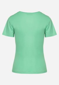Born2be - Zielony Bawełniany T-shirt z Nadrukiem w Kształcie Serc Gennea. Okazja: na spacer, na co dzień. Kolor: zielony. Materiał: bawełna. Wzór: nadruk. Styl: casual, klasyczny #4