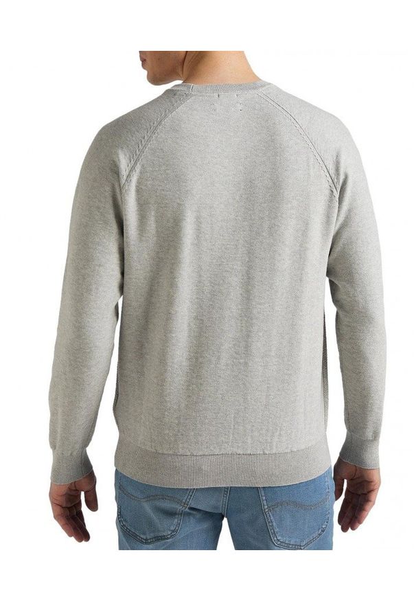 Lee - LEE RAGLAN CREW KNIT MĘSKI SWETER KLASYCZNY LOGO GREY MELE L83PKH37 112145613. Długość rękawa: raglanowy rękaw. Styl: klasyczny