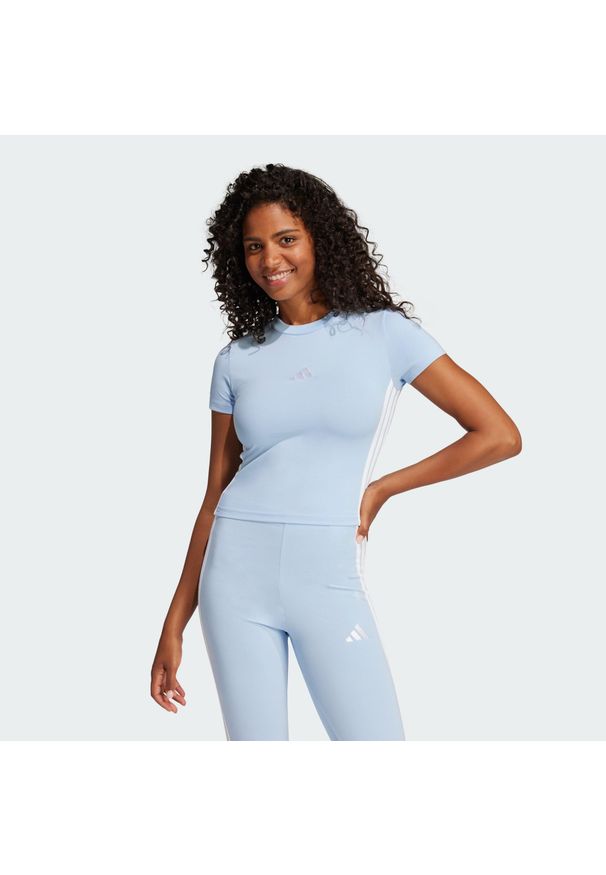 Adidas - Koszulka Essentials 3-Stripes Slim Baby. Kolor: biały, niebieski, wielokolorowy. Sport: fitness