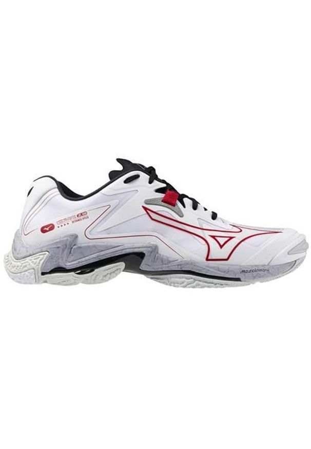 Buty siatkarskie męskie Mizuno Wave Lightning Z8. Zapięcie: sznurówki. Kolor: wielokolorowy, czarny, biały. Materiał: materiał, tkanina, syntetyk. Szerokość cholewki: normalna. Model: Mizuno Wave