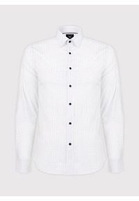 Pako Lorente - PAKO LORENTE – Biała koszula w granatowo-czerwony mikrowzór. Kolor: niebieski, czerwony, biały, wielokolorowy. Materiał: elastan, bawełna #2