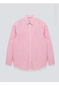 Big-Star - Koszula męska w prążek czerwona Cosiser 603. Okazja: na co dzień. Typ kołnierza: kołnierzyk klasyczny. Kolor: czerwony. Materiał: bawełna, jeans. Wzór: prążki. Styl: casual, elegancki, klasyczny #6