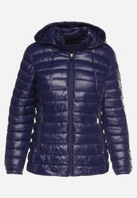 Born2be - Granatowa Kurtka Pikowana z Odpinanym Katurem Rilevama. Kolor: niebieski. Styl: elegancki