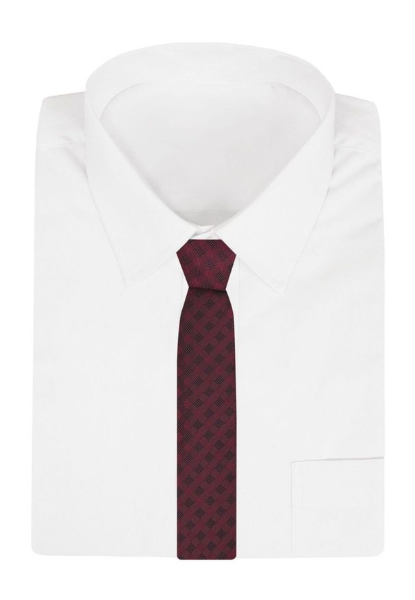 Krawat Męski - Angelo di Monti - Głęboka Czerwień, Wzór Geometryczny. Kolor: czerwony. Materiał: tkanina. Wzór: geometria. Styl: elegancki, wizytowy