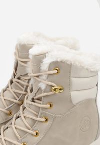 Born2be - Beżowe Botki Śniegowce w Trekkingowym Stylu na Grubej Podeszwie Elorene. Kolor: beżowy. Materiał: wełna, dzianina. Sezon: zima. Styl: klasyczny, elegancki #9