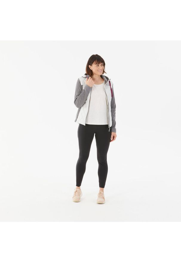 quechua - Bluza turystyczna damska Quechua NH100 Hybrid. Kolor: szary. Materiał: polar, tkanina, dzianina, materiał, poliester