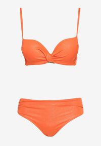 Born2be - Pomarańczowe Bikini Biustonosz na Cienkich Regulowanych Ramiączkach z Marszczeniem Majtki Figi Nubbia. Kolor: pomarańczowy #3