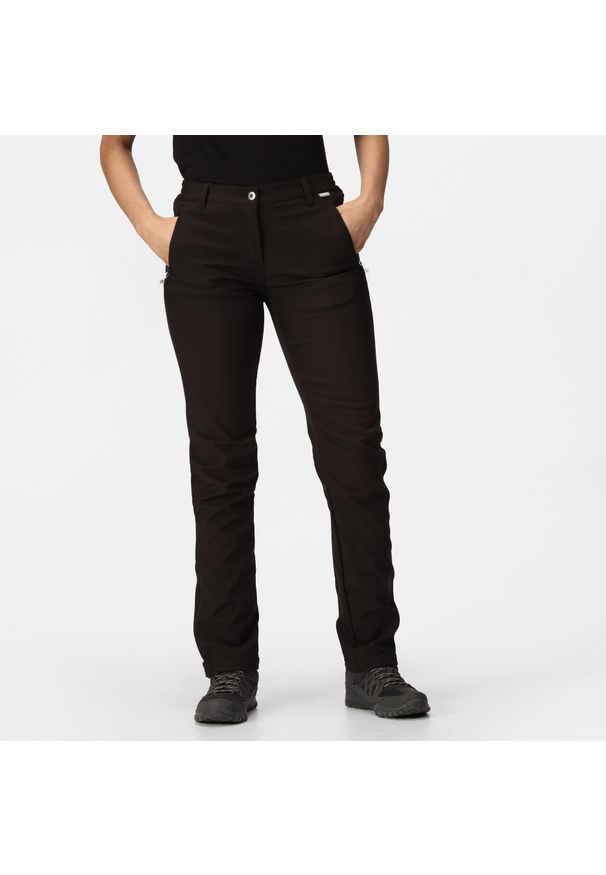 Regatta - Damskie spodnie Geo Softshell II czarne. Kolor: czarny. Materiał: poliester, elastan