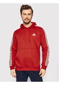 Adidas - adidas Bluza Essentials Fleece 3-Stripes GU2523 Czerwony Regular Fit. Kolor: czerwony. Materiał: bawełna
