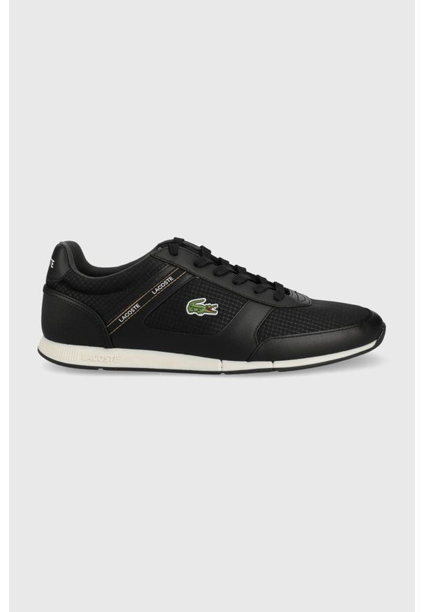 Lacoste sneakersy MENERVA SPORT 0121 1 kolor czarny. Nosek buta: okrągły. Zapięcie: sznurówki. Kolor: czarny. Materiał: guma. Sport: bieganie