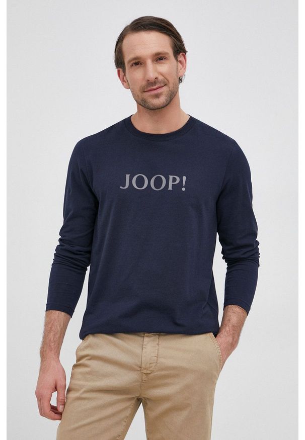 JOOP! - Joop! Longsleeve męski kolor granatowy melanżowy. Okazja: na co dzień. Kolor: niebieski. Materiał: bawełna. Długość rękawa: długi rękaw. Wzór: melanż. Styl: casual